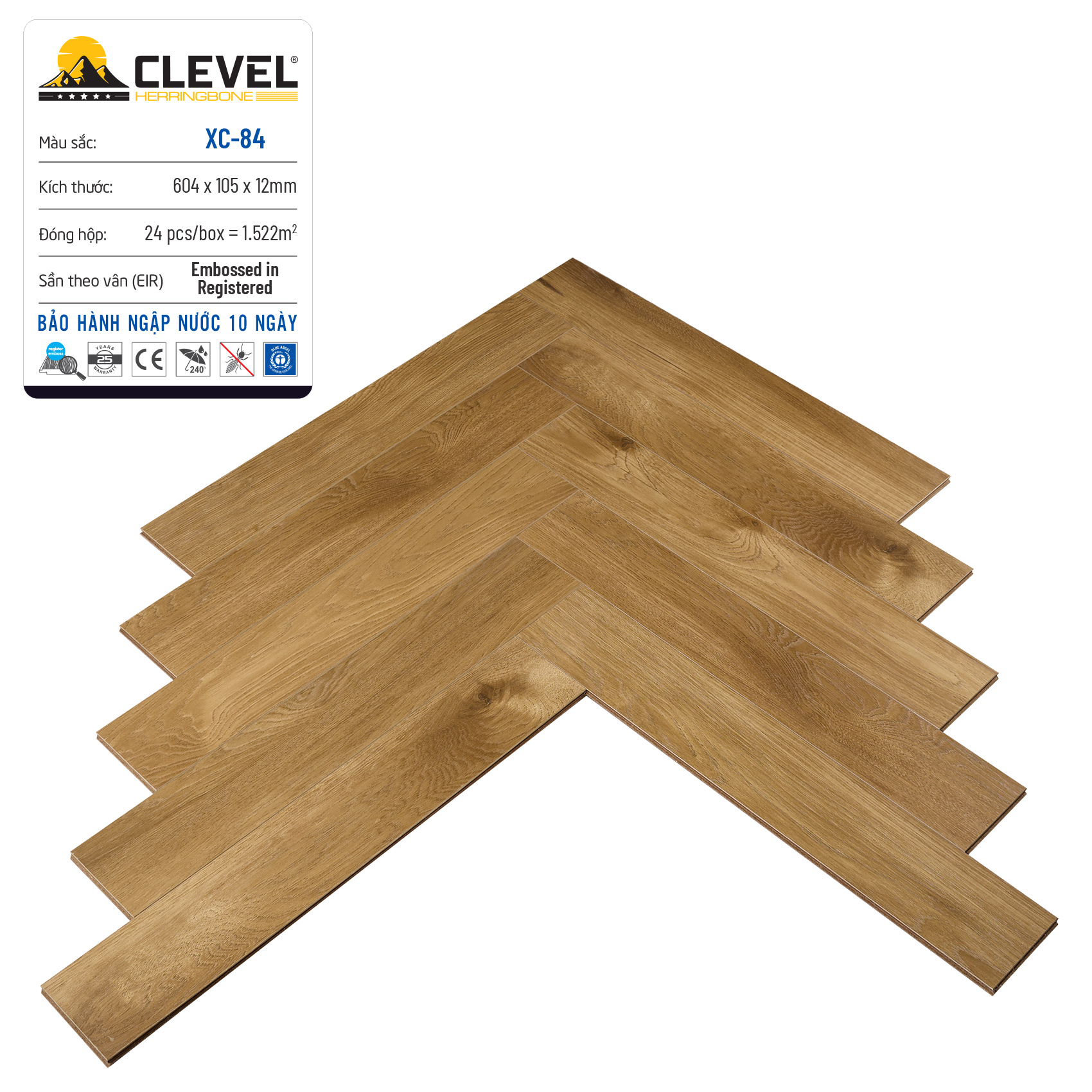 Sàn gỗ CLEVER sần theo vân XC - 84
